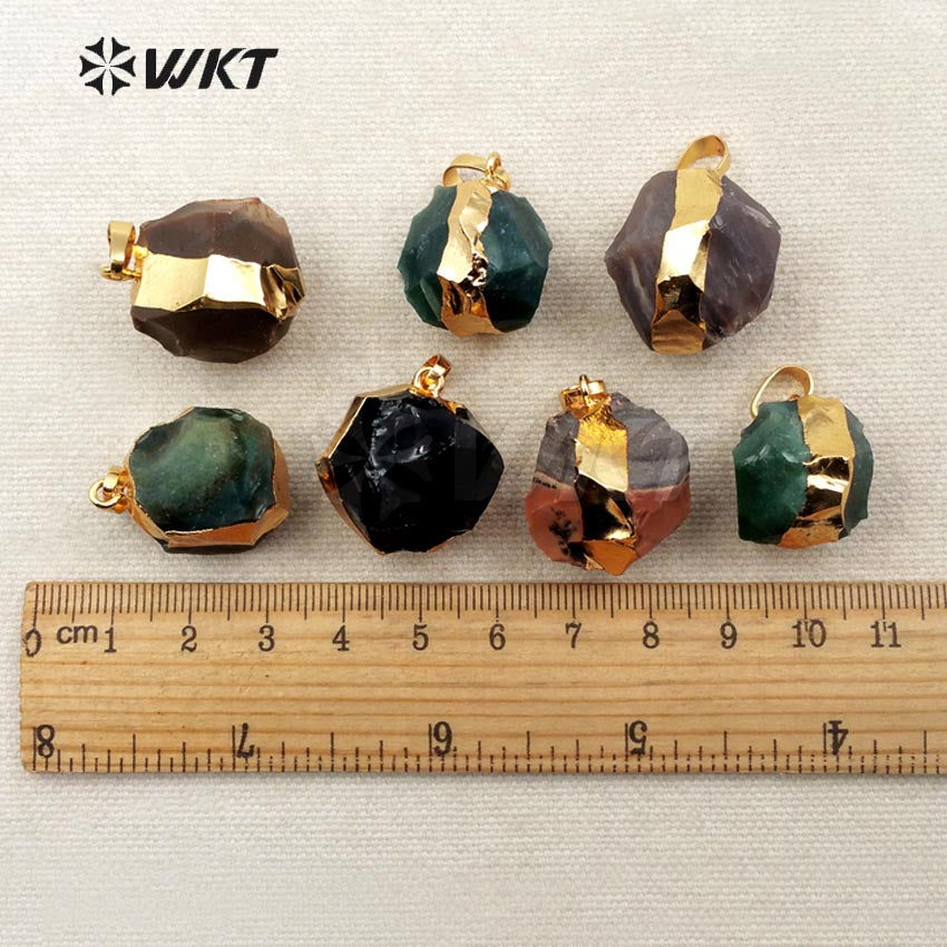 WT-P1282 WKT Wholesale New Arrival 24k Real Gold Plated Natural India Agate Ball Pendant