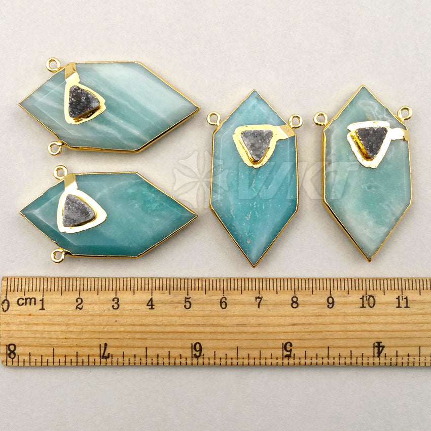 WT-P1243 WKT Popular Wholesale New Fashion Druzy Quartz Pendant Gold Plated Generous Amazonite Pendant