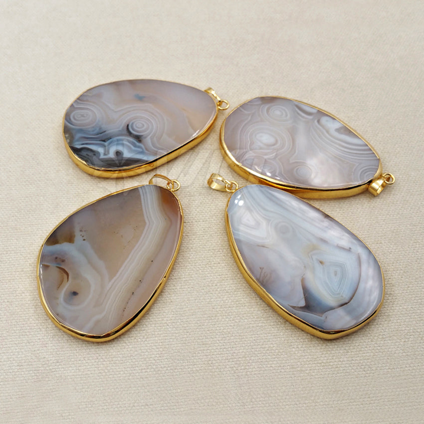 WT-P1259 Popular Wholesale New Fashion for Women Decorate Jewelry Teardrop Shape Exquisite Slice Agate Pendant