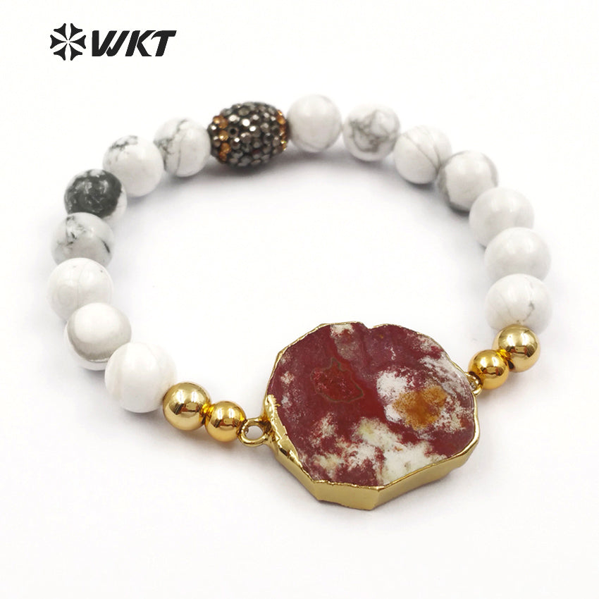 WT-B408 New Special Design Style Fashion Stone Beads Mixed Colorful Women Jewelry Bangle Ocean Bracelet