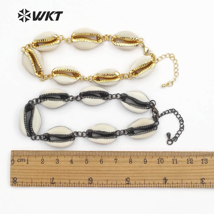 WT-B429 Simple Design Four Colors in Gold Rose Gold Black Silver Bracelets With Fine Electroplated Plated Cowrie Shell Bracelets