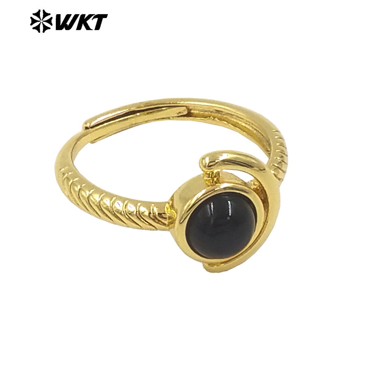 WT-R540 Newest Delicate Tiny Round Natural Stone Women Birthday Ring in Open Size With 18k Gold Plated