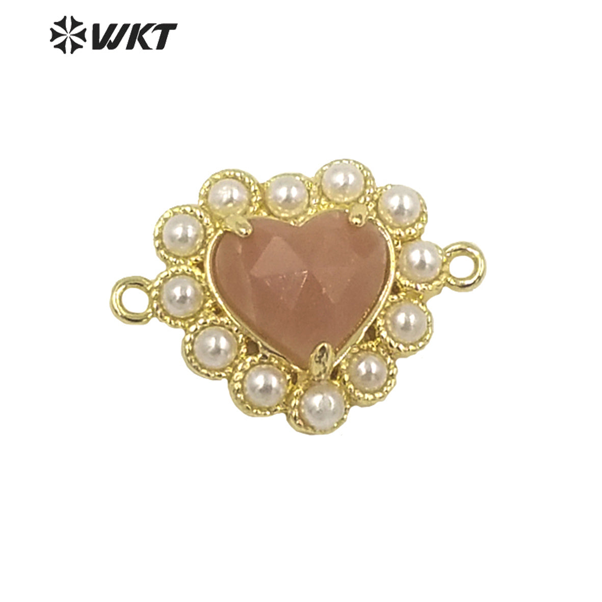 WT-PC006 Charming Small Size Natural Gemstone Made Heart Connectors for Bracelet Making for Women Birthday Gift Pendants