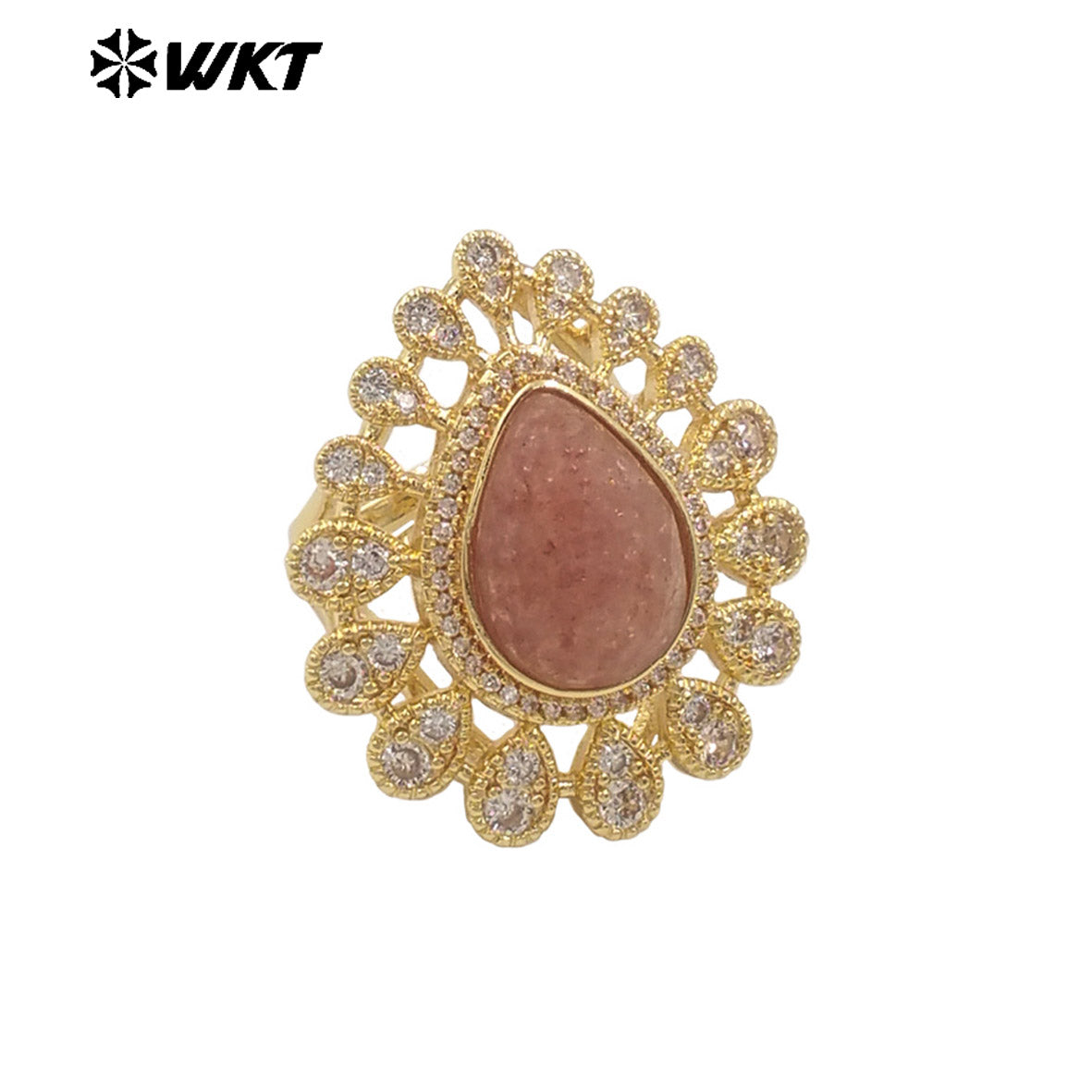 WT-MR029 Wholesale Amazing New European Delicate Micro Pave Cubic Zircon Setting Drop Stone Gold Plated Women Ring