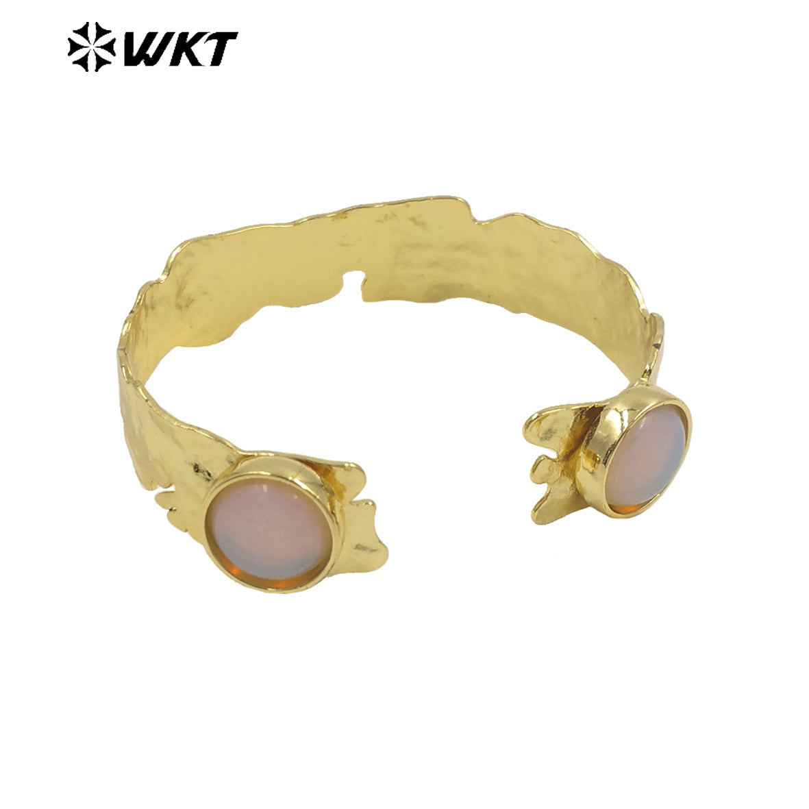 WT-B631 WKT New Handmade Lovely Trendy Gift for Women Lucky Bracelets C Shaped Natural Colorful Gemstone Opening Bracelets