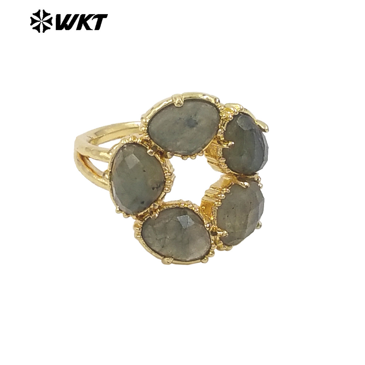 WT-R528 Wholesale New Colorful Gemstone Made Assemble Flower Stone Women Ring With Claw Setting for Anniversary