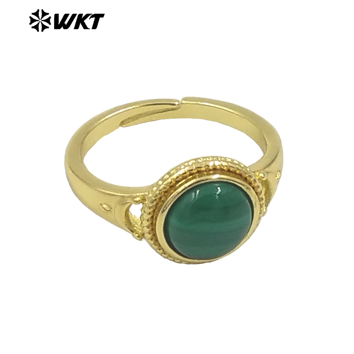 WT-R510 Wholesale Fashion Round Gemstone Made Charming 18k Gold Plated Adjustable Size Lady Stone Ring