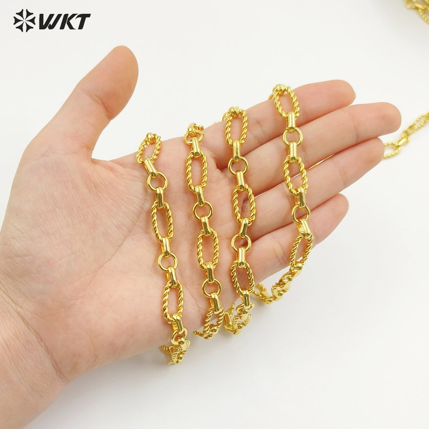 WT-BC243 Fashion High Quality Link Accessories Chain Metal Yellow Brass Simple Design For Necklace Making Gold Plated