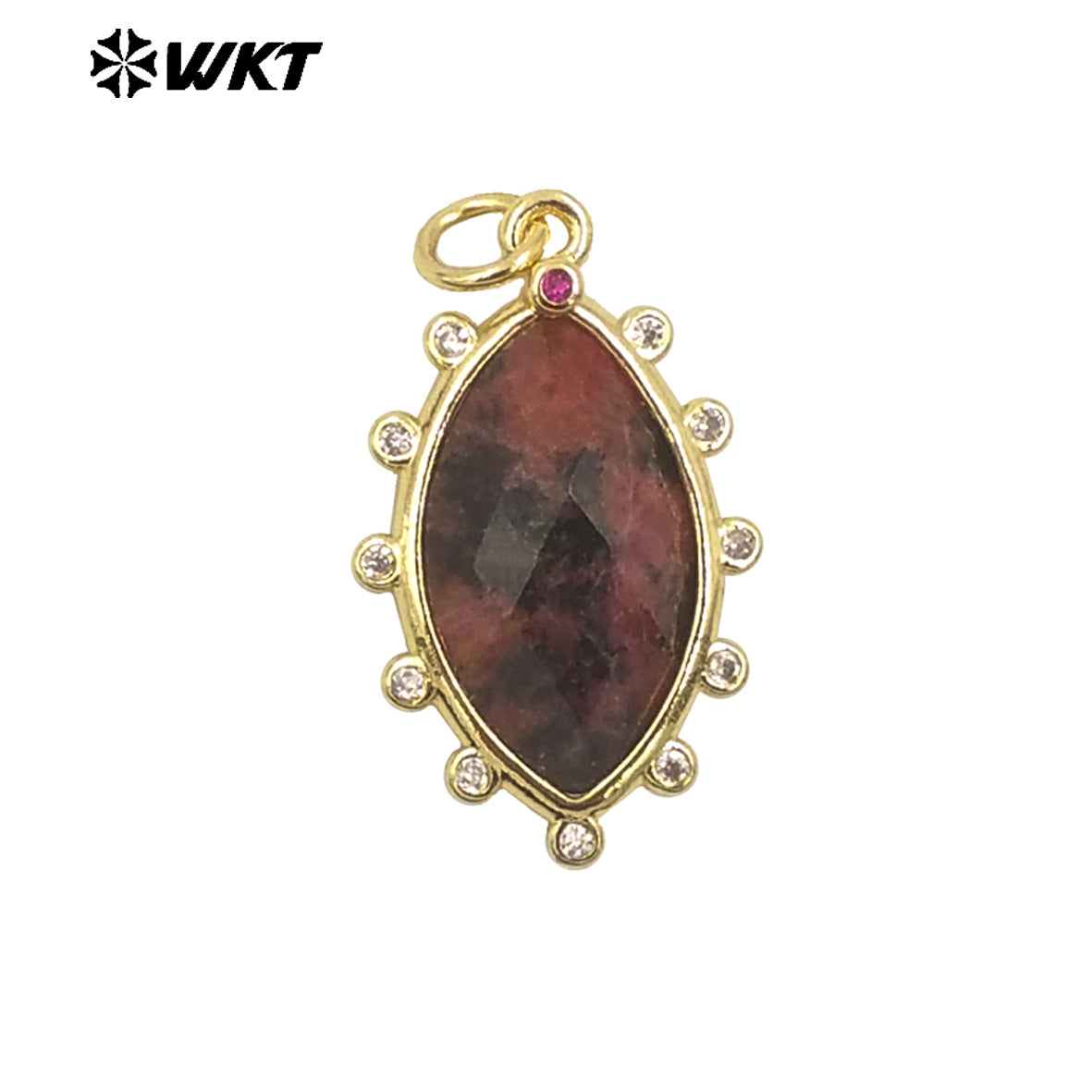 WT-P1975 Europe Delicate Kinds of Gemstone Tiger Eye With Cubic Zircon Setting Charming Jewelry Stone Pendant