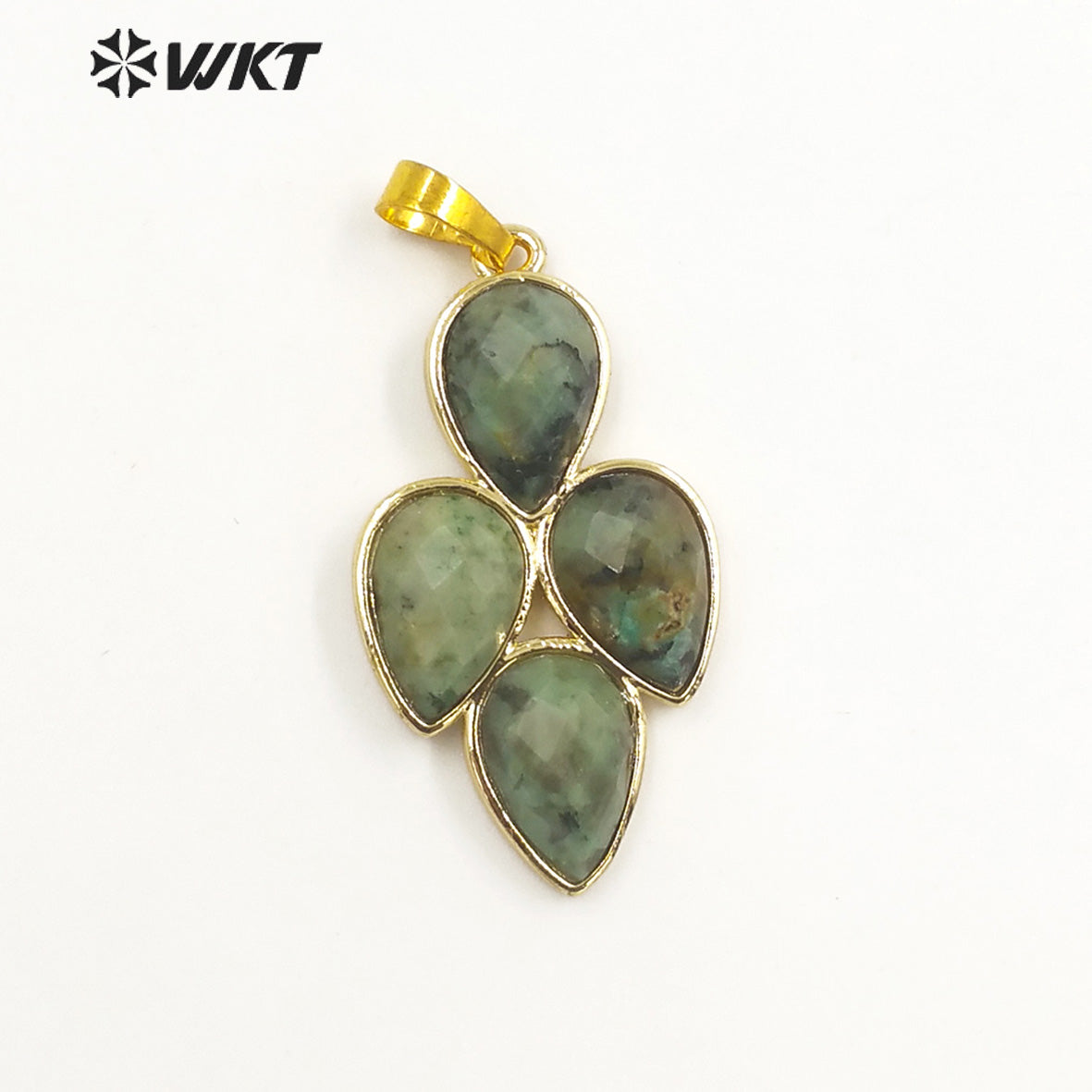 WT-P1922 Fashion Design Trendy New Precious Leaf Shaped Colorful Stone Oval Amazonite Amethyst Gemstone Pendants