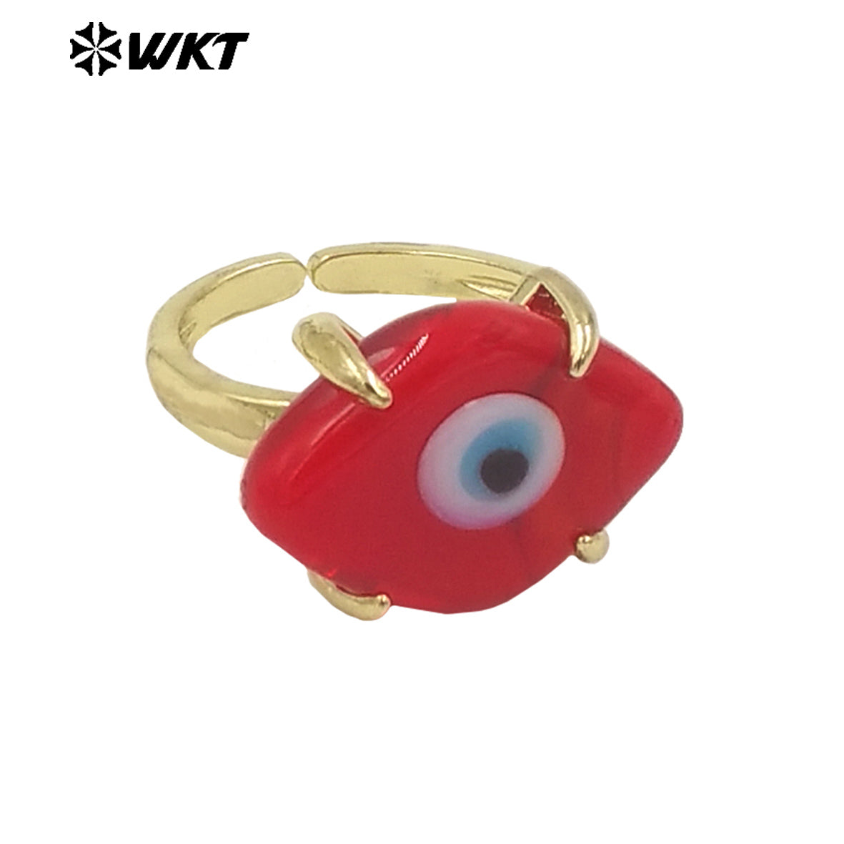 WT-MPR088 Wholesale Fashion Gold Claw Setting Resin Horse Eye Ring for Girl Healing Attractive Drop Oil Making