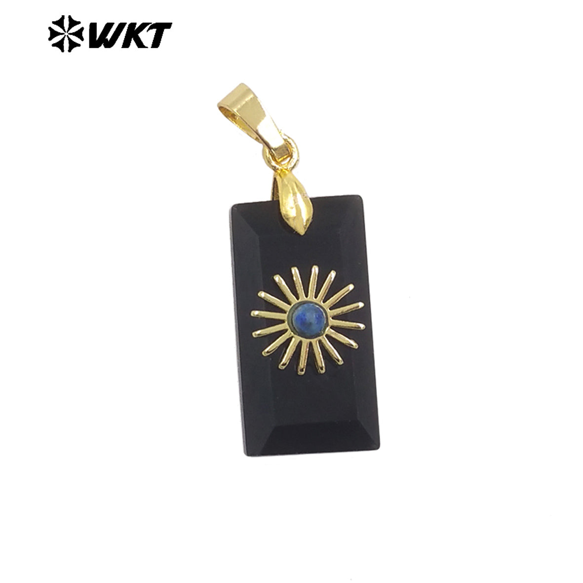 WT-P2011 Fashion Popular Natural Gemstones Gold Plated Set In Little Rectangle Stone Pendant For Necklace Handmade Charms