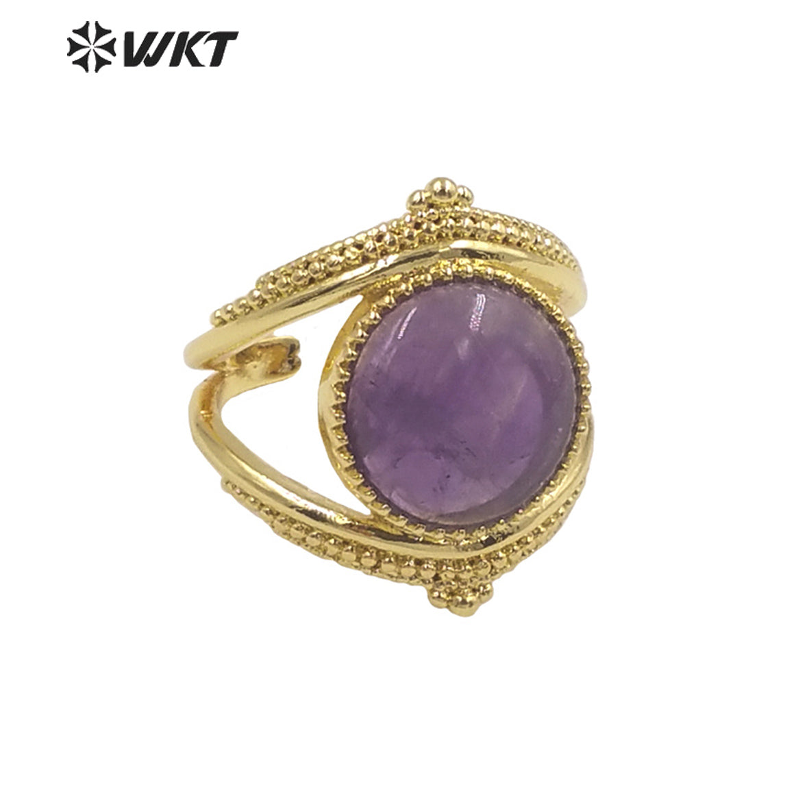 WT-R475 New Design Natural Gemstone Ring With Women Fashion Gold Plated Peacock Stone Ring Boho Charming Ring