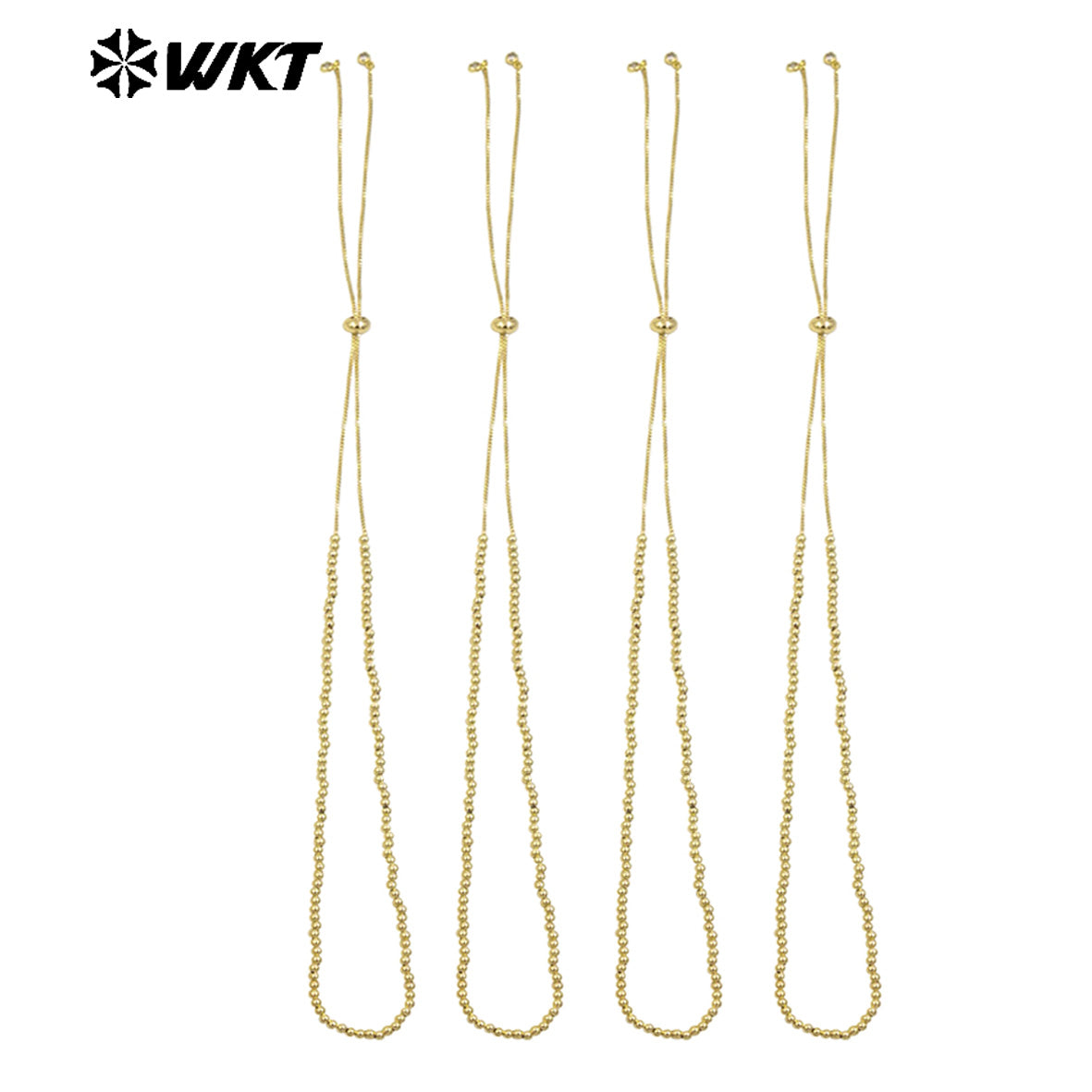 WT-JFN13 Wholesale Most Popular Hand Strand Round Ball Beads 18K Real Gold Plated Simple Unique Chain Necklace Different Size