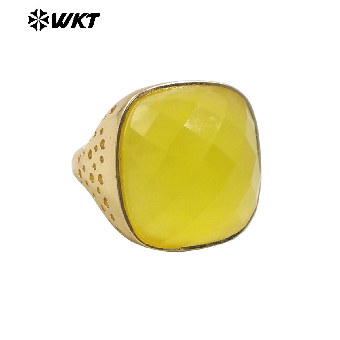 WT-R517 Wholesale Newest Spring Design Colorful Faceted Cat Eye Stone Square Unisex Ring for Party Jewelry