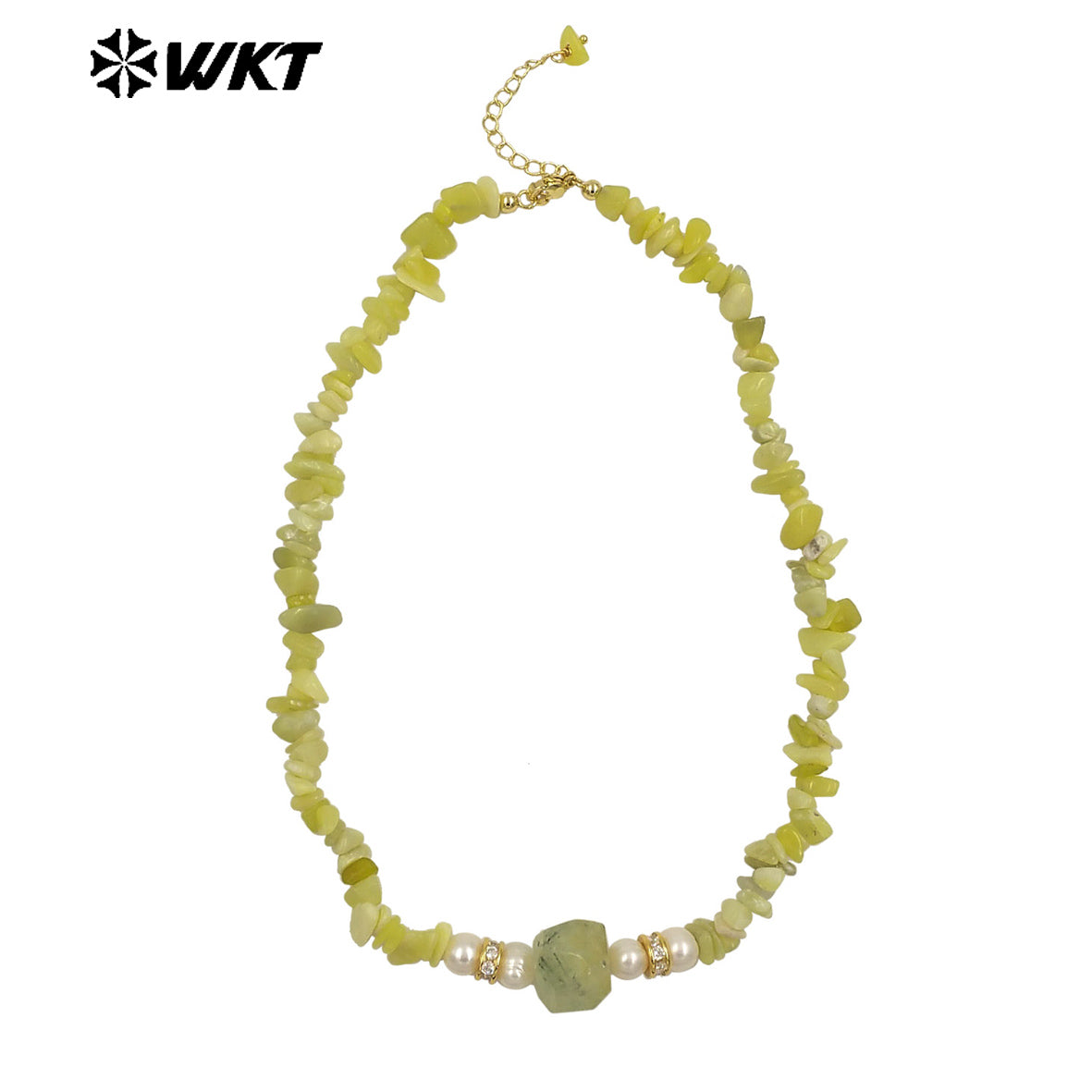 WT-N1484 Beautiful Natural Colorful Gemstones Necklace With Tiny Stone and Pearl Little Zircon Gold Plated Special Ladies Gift