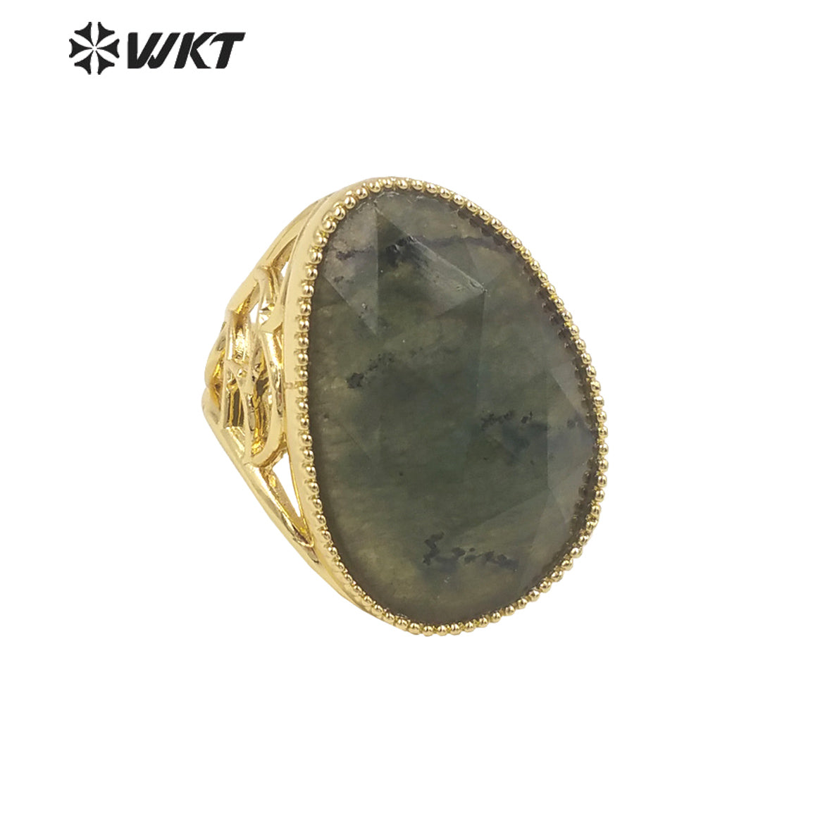WT-R487 WKT Fashion Design Trendy Gift for Women Oval Shaped Colorful High Quality Gorgeous Natural Gemstone Stone Ring