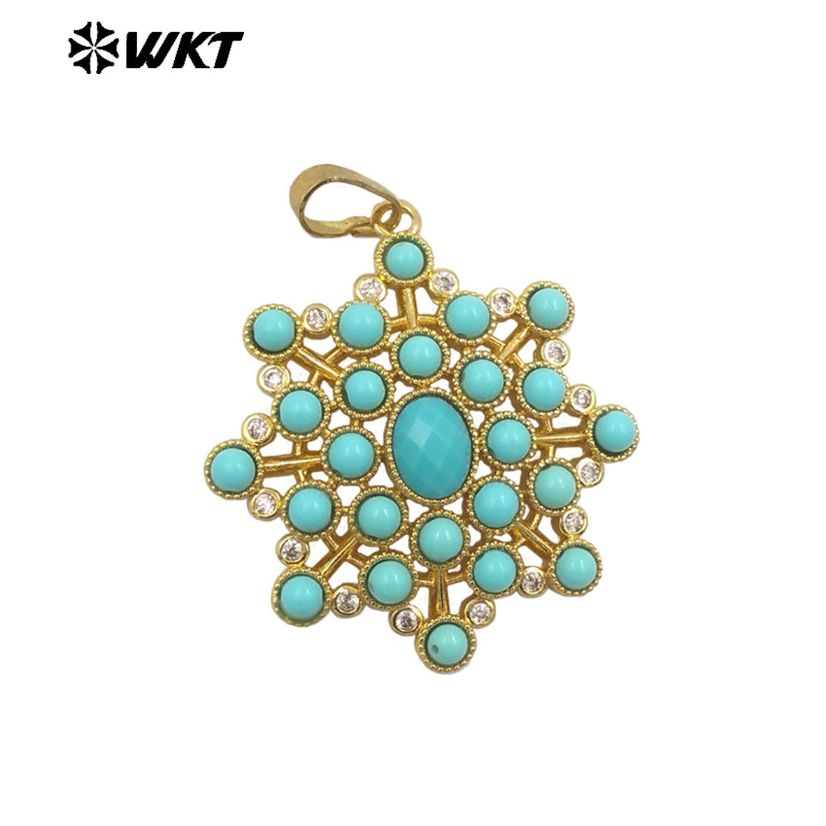 WT-P1977 WKT New Hand Make Multi Stone Setting Women Energy Amethyst Gemstone Flower Shape Jewelry Pendants