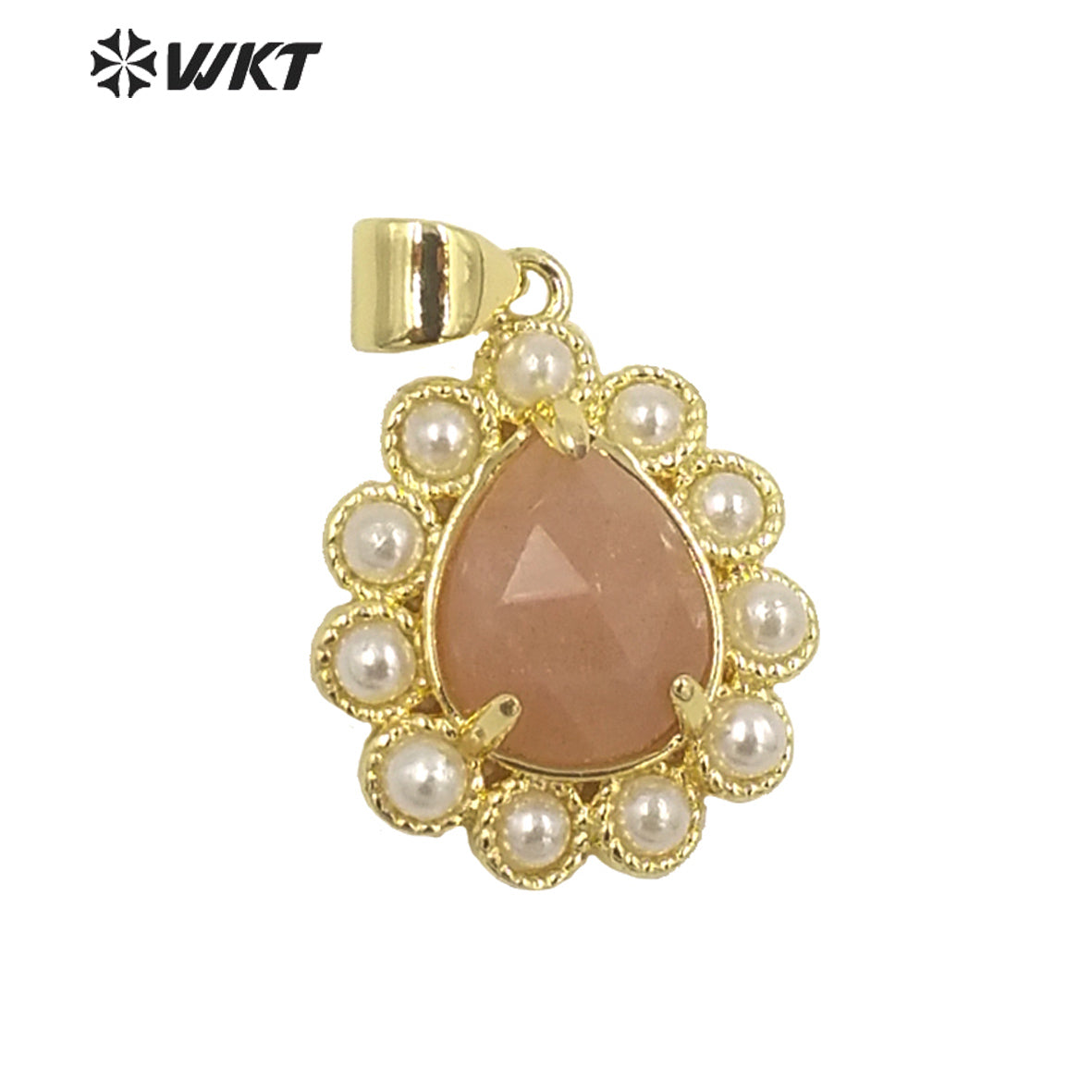 WT-JP359 New Fashion Gold Tiny Drop Charming Gold Plated Natural Gemstone Pendants With Different Stone Setting