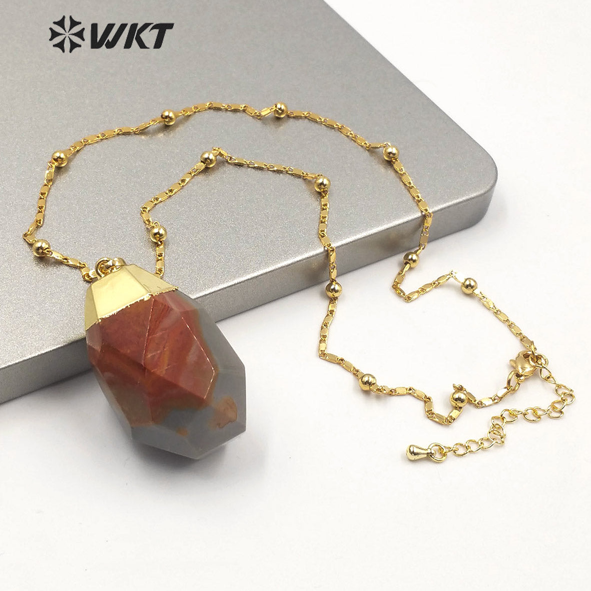 WT-N1209 Newest Natural Gemstone Necklace Gold Plated Stylish Women Charm Jewelry Natural Stone Necklace
