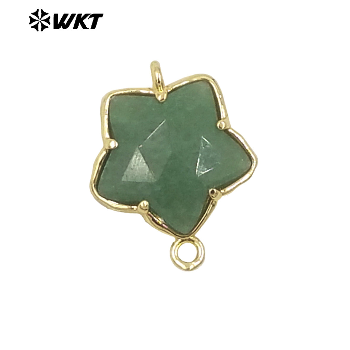 WT-C327 Wholesale New Small Stone Carved Star Connectors 18K Gold Plated Claw Setting Lovely Double Loops Findings