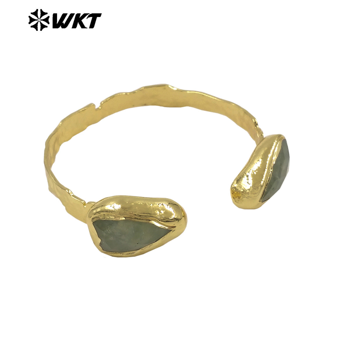 WT-B713 Fashion Popular Design 18K Gold Electroplated Natural Gemstones Heart Shape Bangles For Women Sweet Style Jewelry