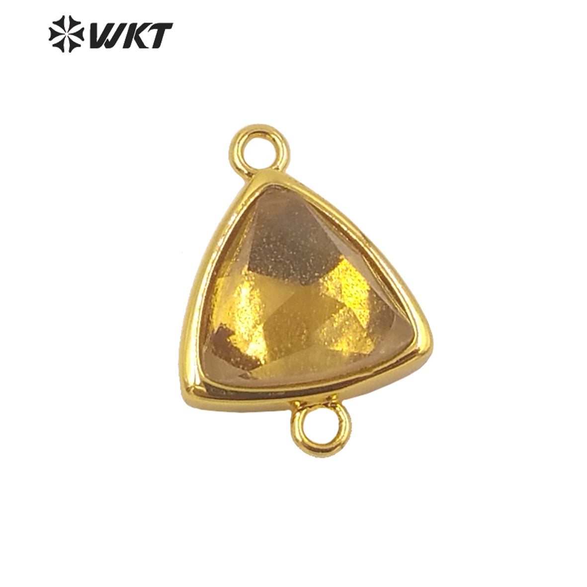 WT-C309 Wholesale Fashion Gold Bezel Stone Connectors Small Size Gemstone Triangle Jewelry Findings Connectors for Bracelets