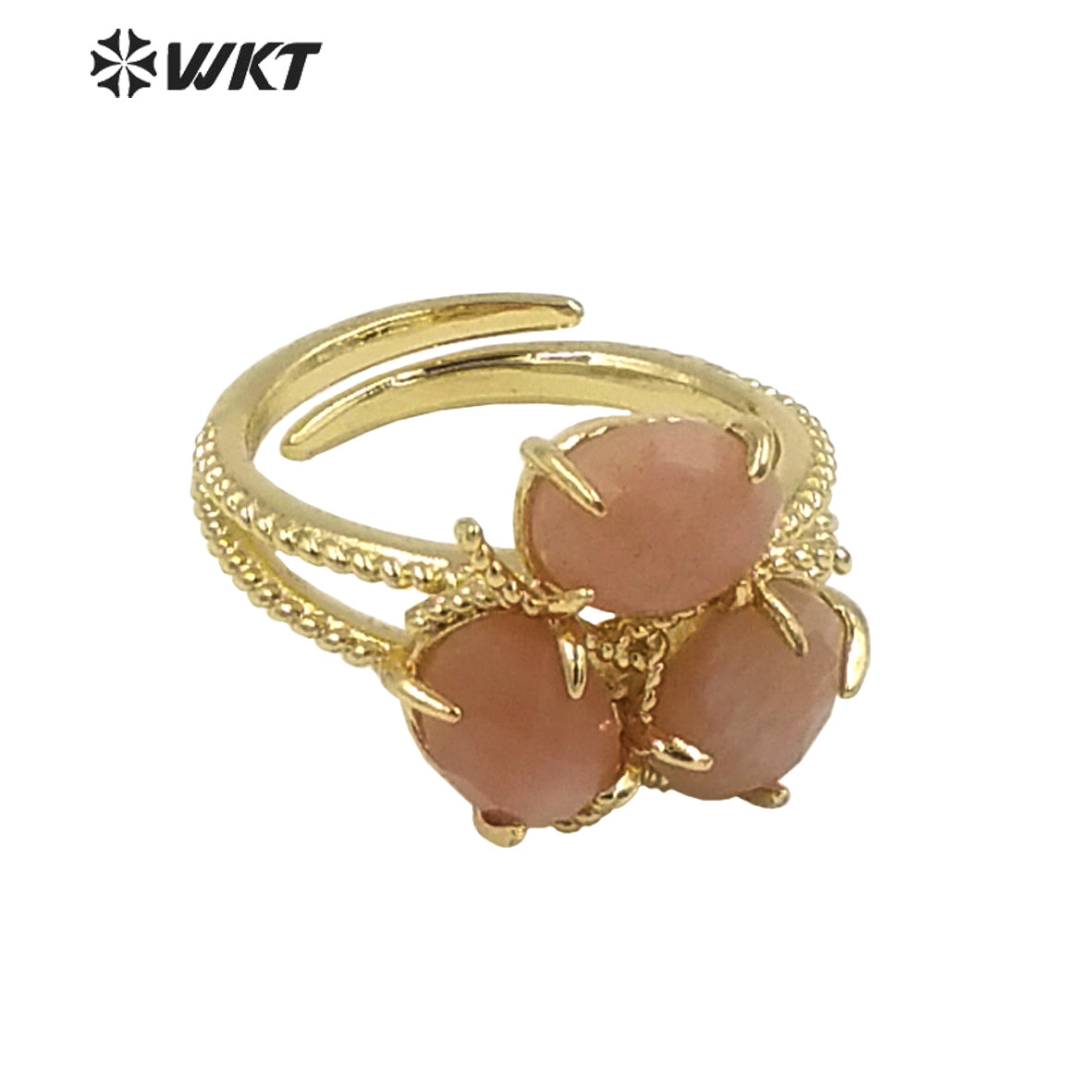 WT-R484 WKT Fashion Design Trendy Gift for Women Colorful Flower Shaped High Quality Gorgeous Natural Gemstone Stone Ring