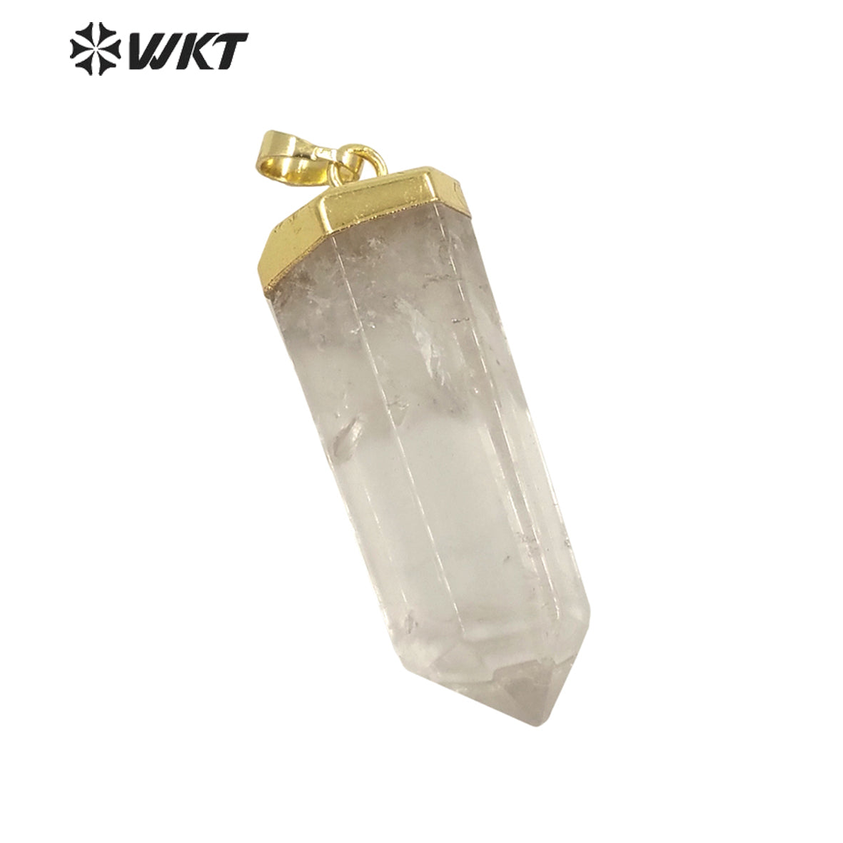 WT-P1710 Amazing Gold Top Natural Gemstone Hexagon Spirit Quartz Healing Stone Pendant Women Jewelry Design Necklace Pendant