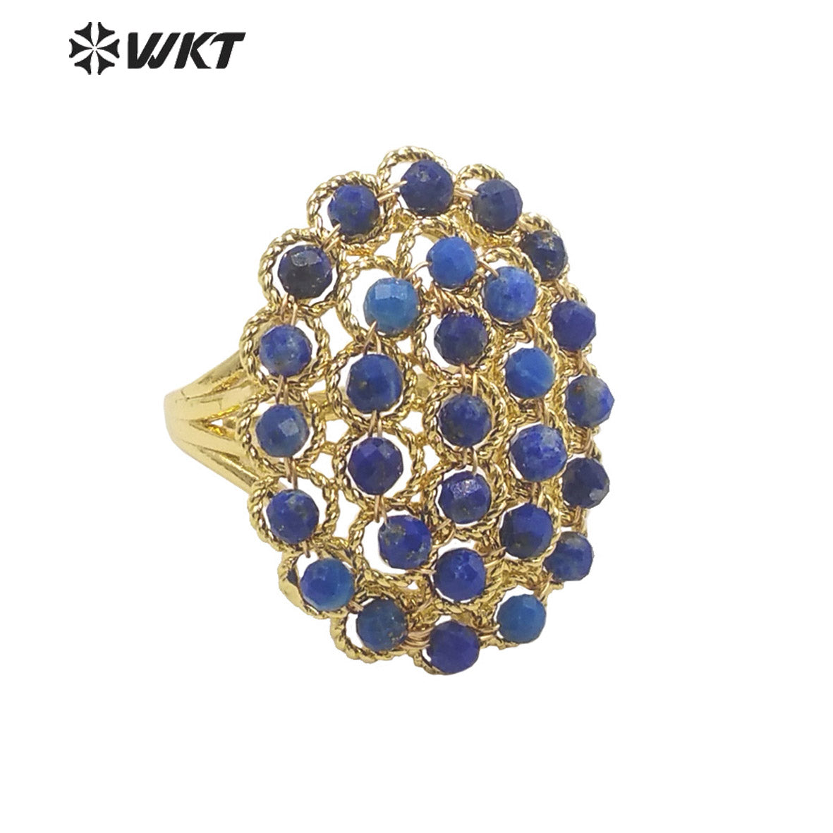WT-R451 INS Summer Design Handmade Wire Wrapped Beads Ring 18k Gold Plated Tiny Stone Beads Jewelry Ring for Women