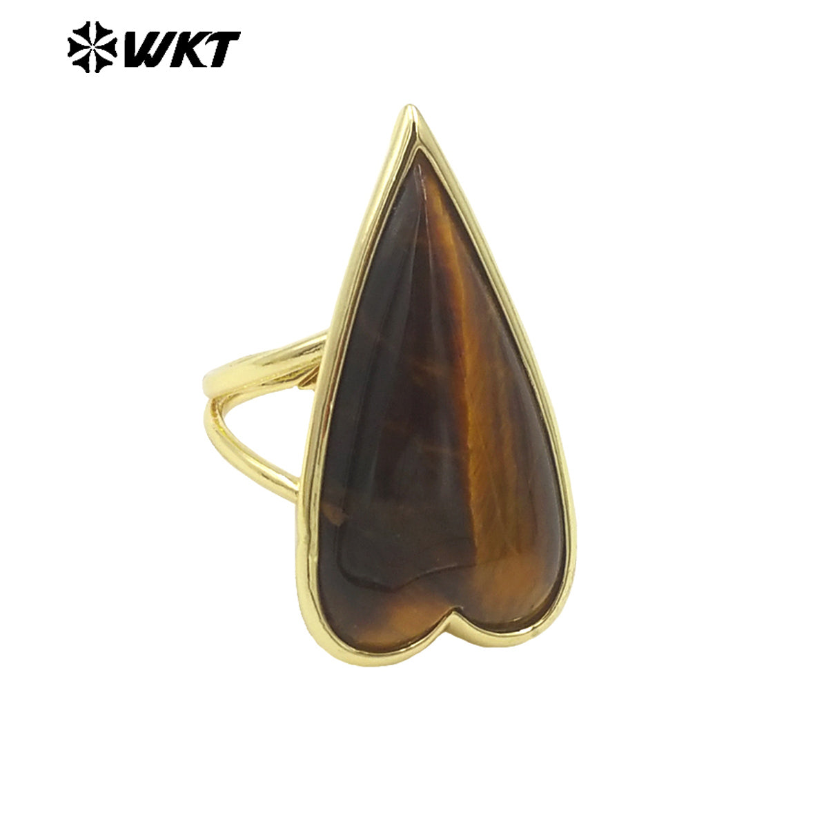 WT-R512 Amazing Long Drop Natural Stone Carved Lovely Heart Rose Quartz Ring for Lady Gift Gold Cute Women Gift