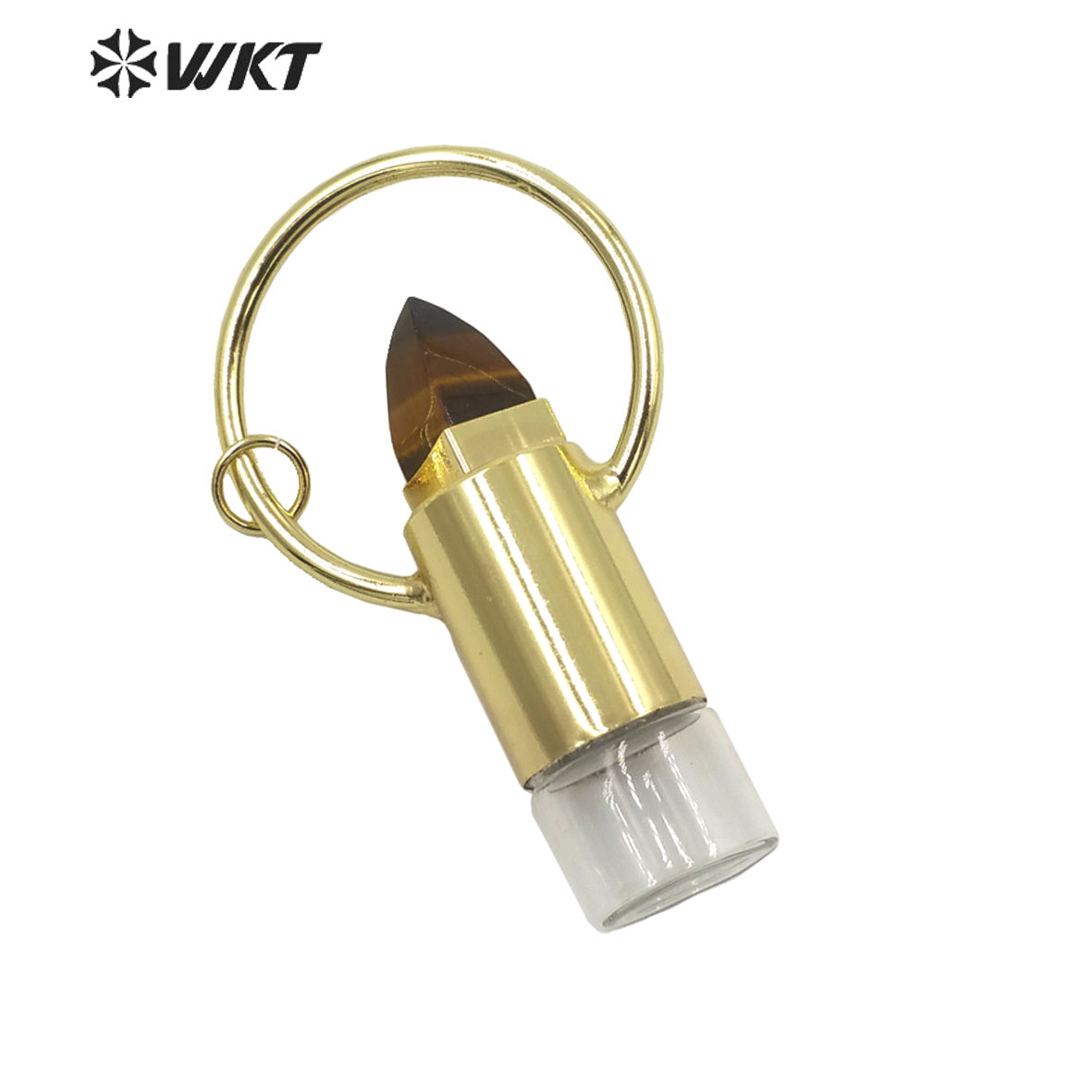 WT-P1664 Wholesale Gorgeous WKT Gold Fashion Natural Stone Lips Shape Roll Perfume Bottle Pendant for Women Gift