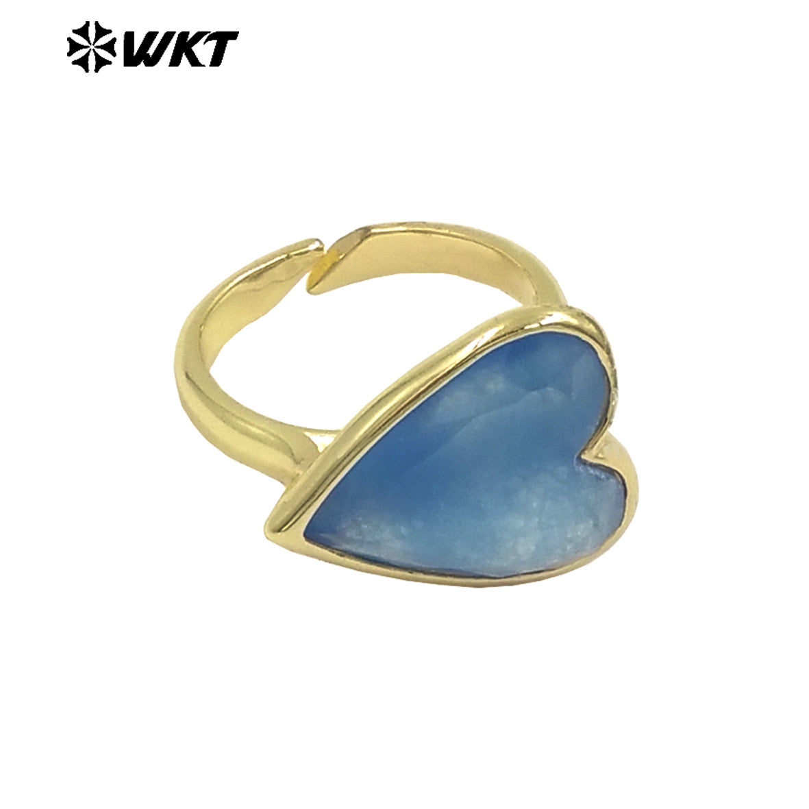 WT-R559 New Romantic 18K Gold Plated Heart Shape Natural Gemstone Adjustable Couple Ring for Girlfriend As Valentine's Day Gift