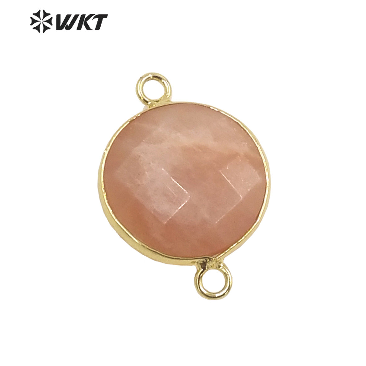 WT-C314 WKT Newest 16mm Round Double Faceted Gemstone Connectors for Jewelry Findings Amethyst Amazonite Stone for Bracelet