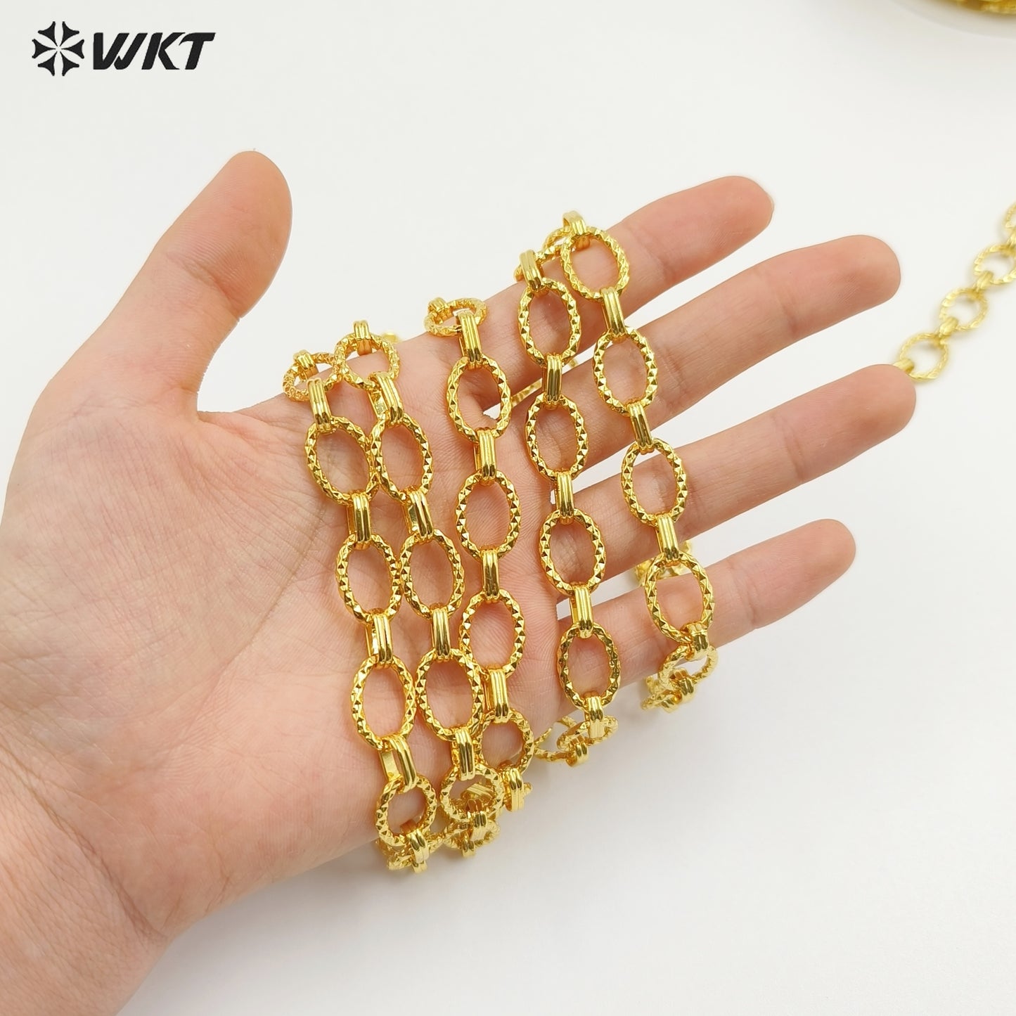 WT-BC247 Amazing Big Oval Shape Jewelry DIy Chain For Luxury Necklace Making With Gold Metal Electroplated Link Accessories