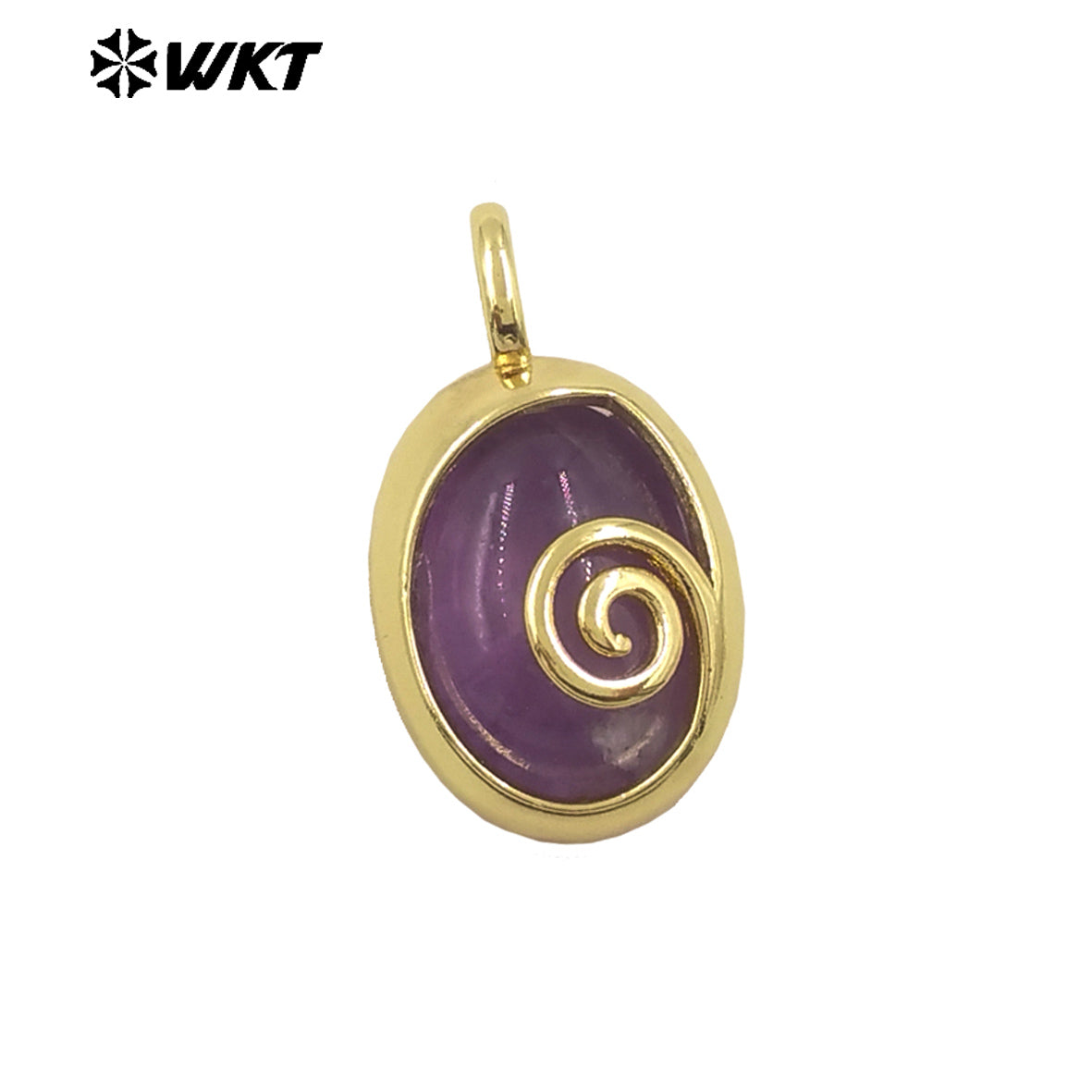 WT-P1992 Newest Design Small Oval Rotation Metal With Natural Gemstone Charms for Jewelry Match