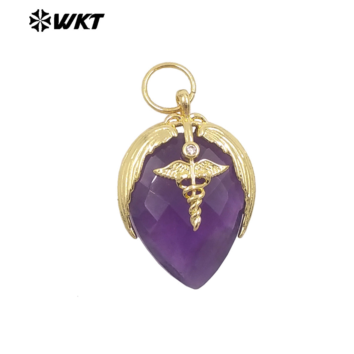 WT-P2014 Newest Fashion Style Strawberry Shape Gold Plated Natural Gemstones Little Pendant For Necklace Earrings Making