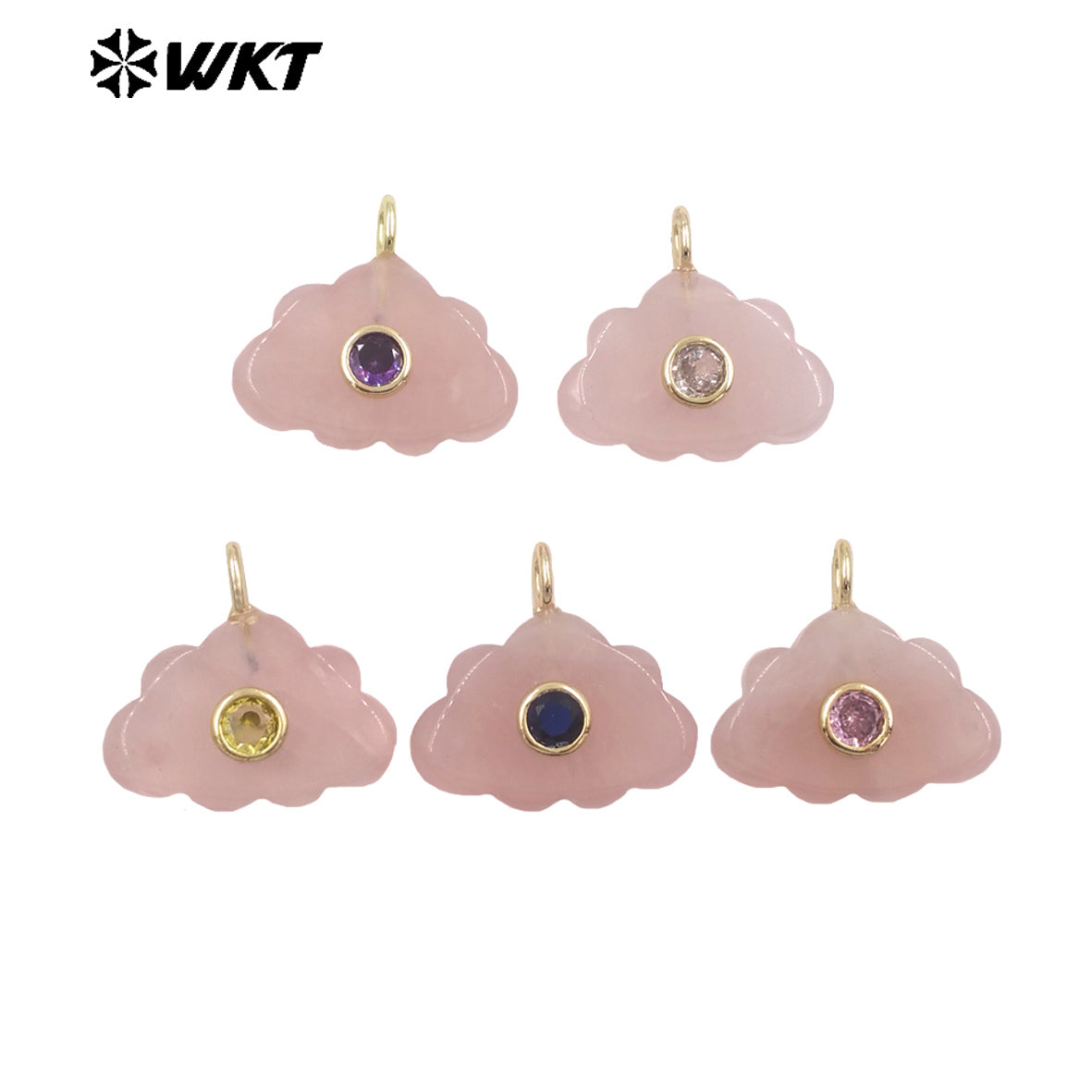 WT-P2135 Lovely Design Multi Colors Zircon And Natural Gemstones Cloud Shape Pendants As Necklace Earrings Making Findings