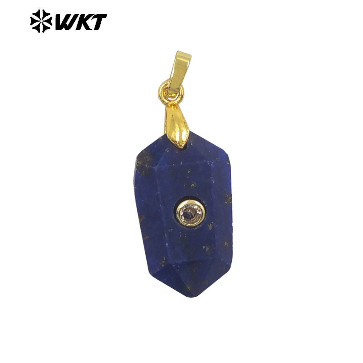 WT-P2017 Delicate Geometric Shape Multi Colors Natural Gemstones Set In Zircon Small Pendants For Trendy Jewelry Handmade