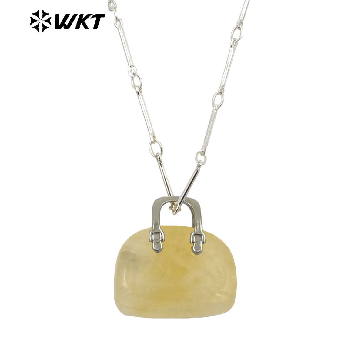 WT-N1362 Cute Handbag Shape Crystal Clear Natural Colored Gemstone Necklace Ladies Jewelry Necklace Gemstone Necklace