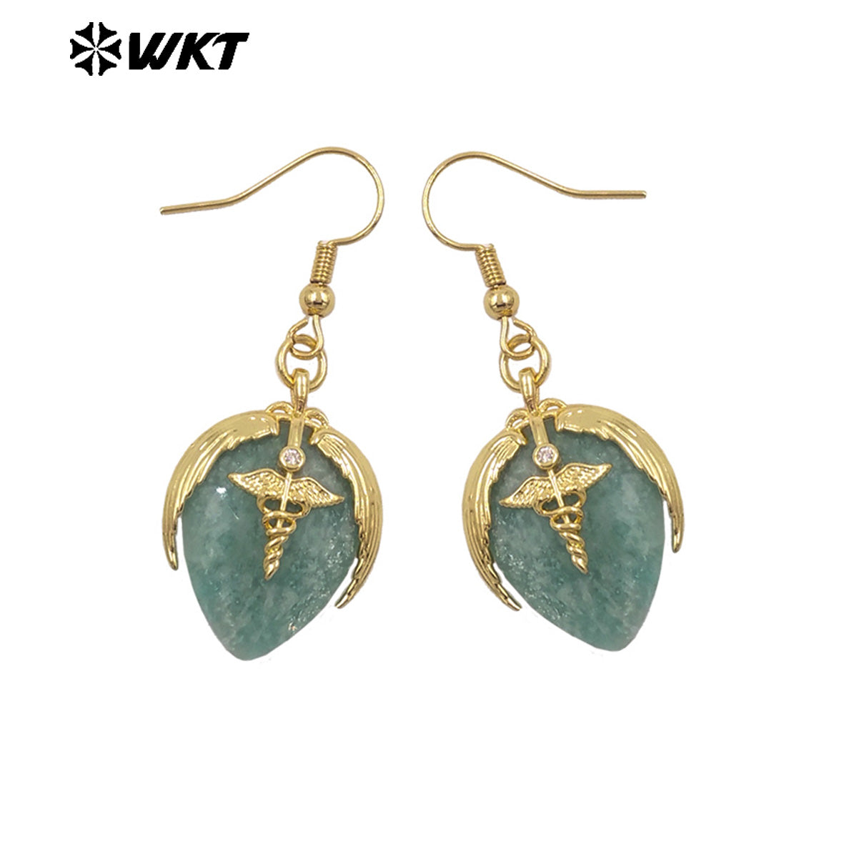 WT-E788 Exquisite Rose Quartz Multi Natural Gemstones Strawberry Shape Gold Plated Earrings For Women Lovely Jewelry Gift
