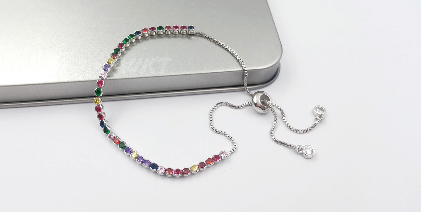 WT-MB109 New Arrival Special Design Women Vogue Jewelry Multi Colors Cubic Zirconia Pave Fashion Chain Bracelet Jewelry
