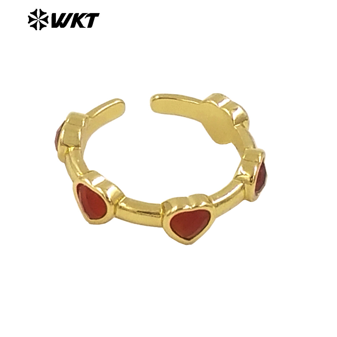 WT-R536 New Design Colorful Lovely Natural Tiny Stone Setting Open Size Heart Ring for Girls Gift Jewelry