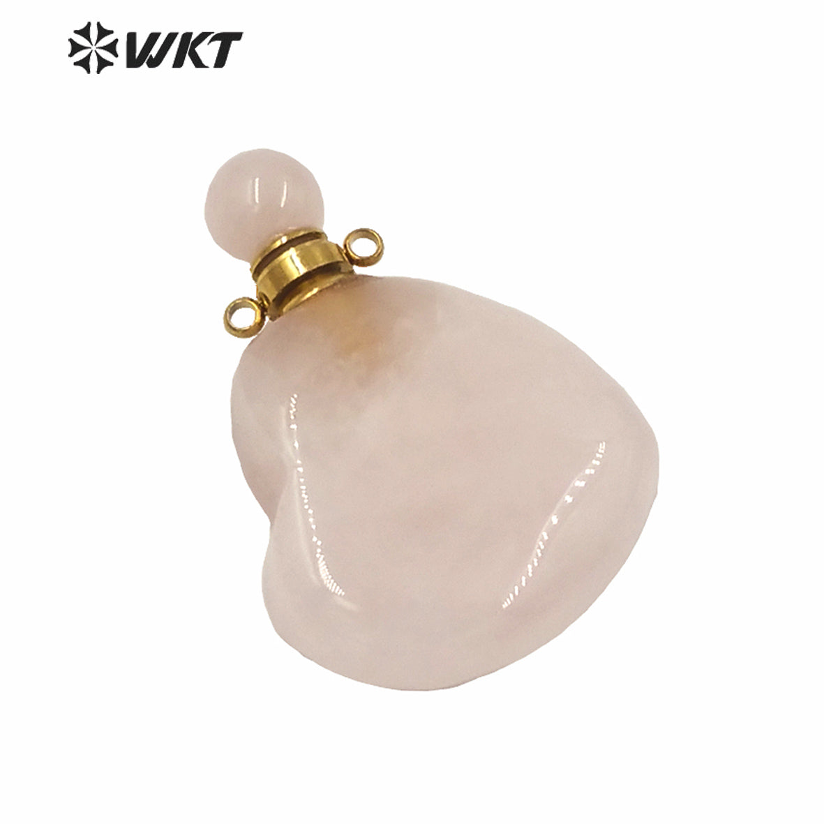 WT-P1604 Wholesale Gorgeous Unique Natural Stone Heart Perfume Bottle Pendant Double Loops Gold Stone Bottle Pendant
