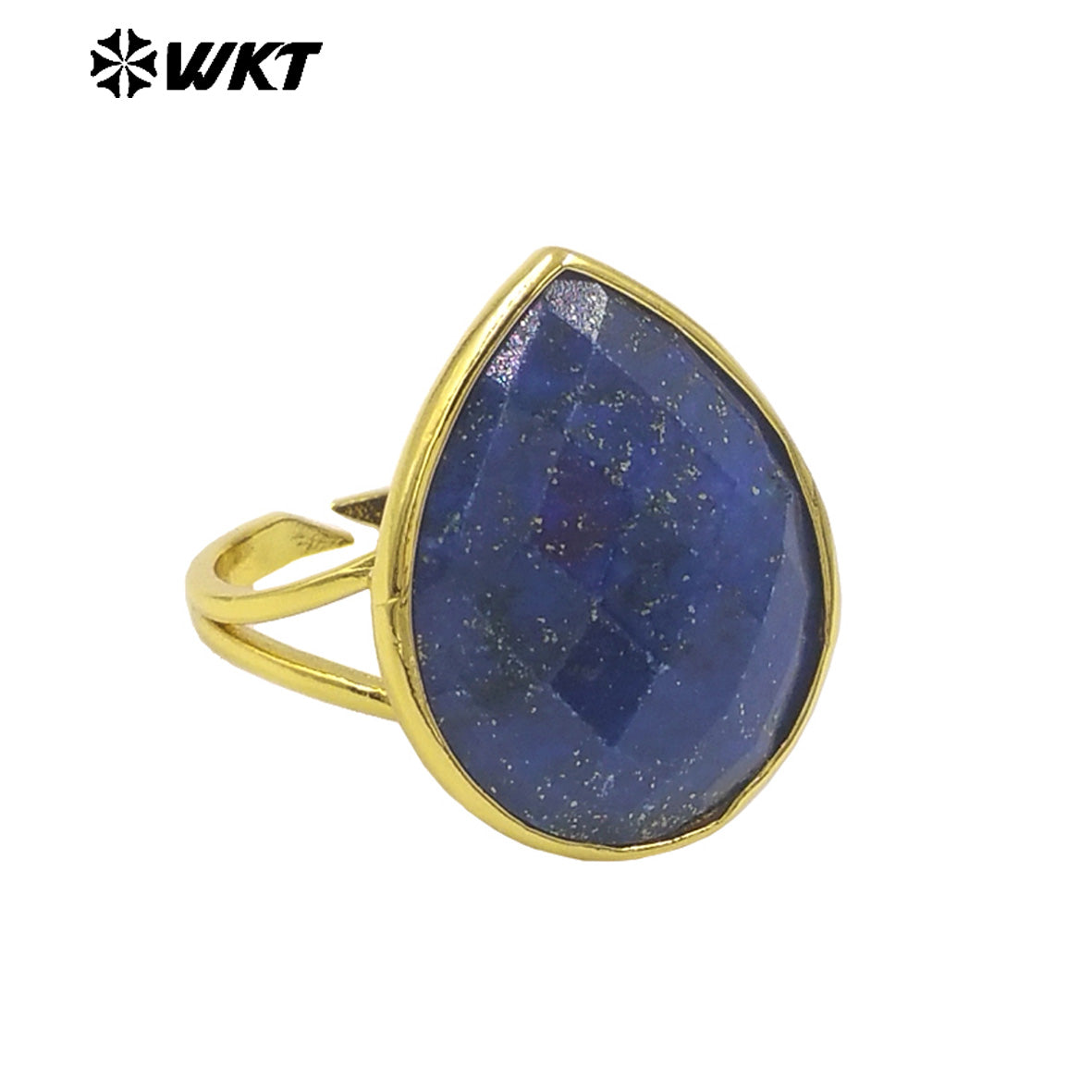 WT-R505 Gorgeous Big Drop Stone Amazonite Tiger Eye and Labradorite 18K Gold Plated Gemstone Women Birthday Ring