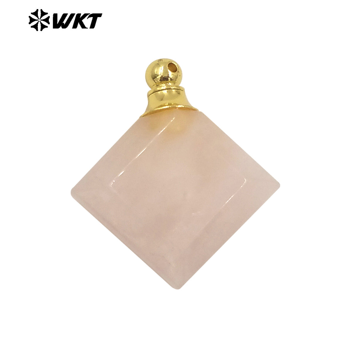 WT-P1980 Newest Fashion Gold Plated Diamond Shape Double Faceted Precious Gemstone Made Perfume Bottle Jewelry Pendants
