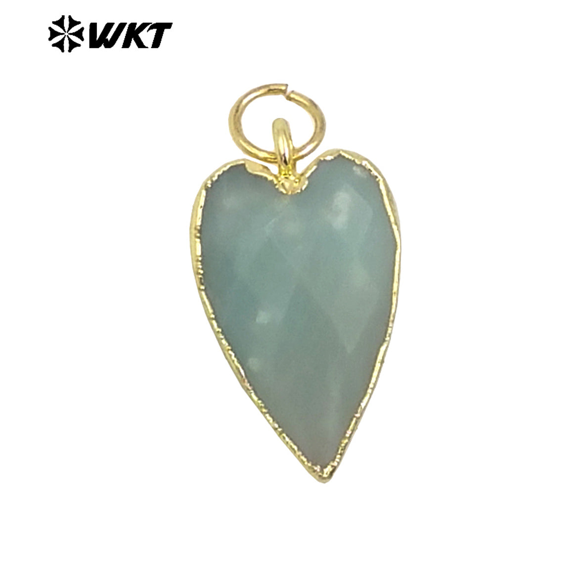 WT-P1965 Wholesale Fashion Gold Plated Long Drop Hand Carved Double Faceted Heart Stone Jewelry Pendants
