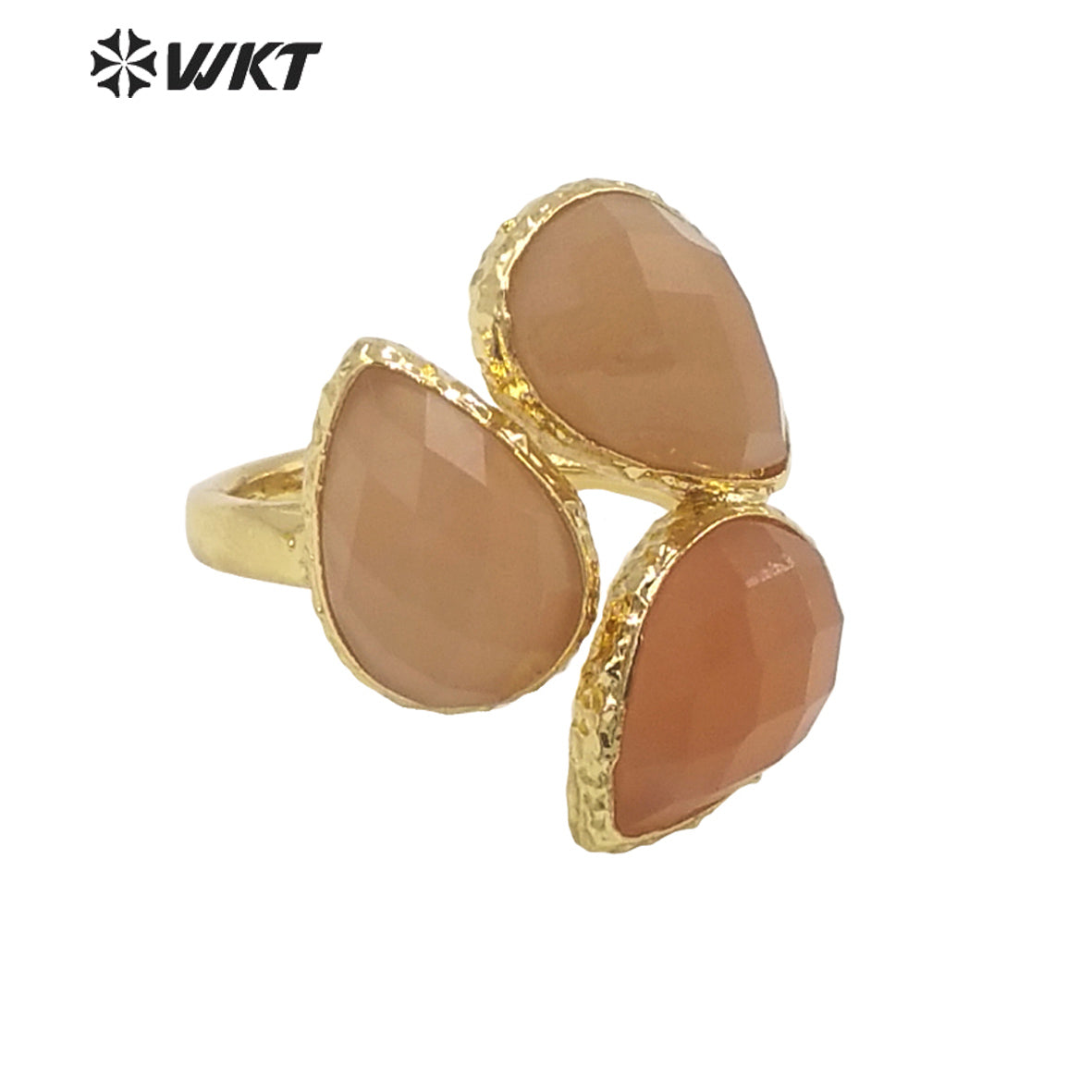 WT-R492 WKT Fashion Design Drop Shaped Gift for Women Colorful High Quality Gorgeous Natural Gemstone Stone Ring