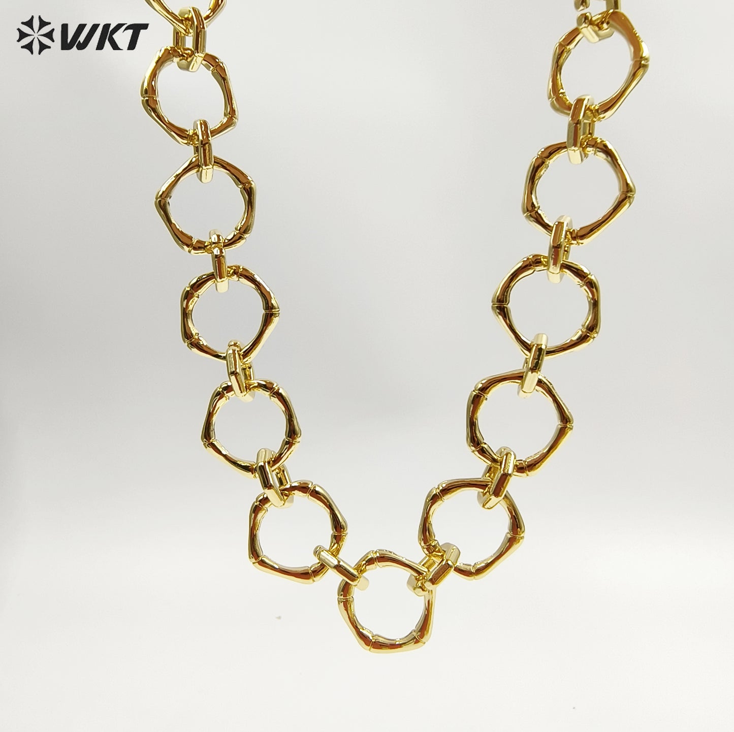 WT-BC251 WKT Exclusive Big Chunky Irregular Pentagon Handmade Connect Link Jewelry Chain in Resist Tarnished