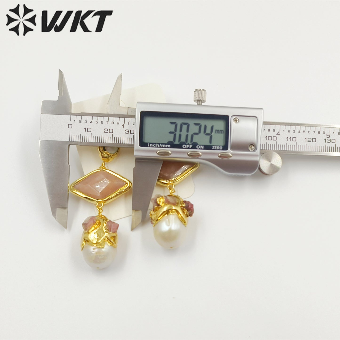 WT-MPE101 Latest Style Freshwater Pearl Aquamarine Sun Stone 18k Gold Plated Gift Weeding Romantic Pendant Earrings